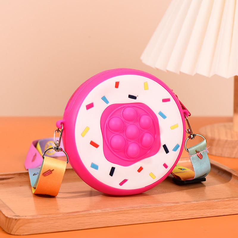 Bolso de hombro para niños descomposición de donut de silicona al por mayor